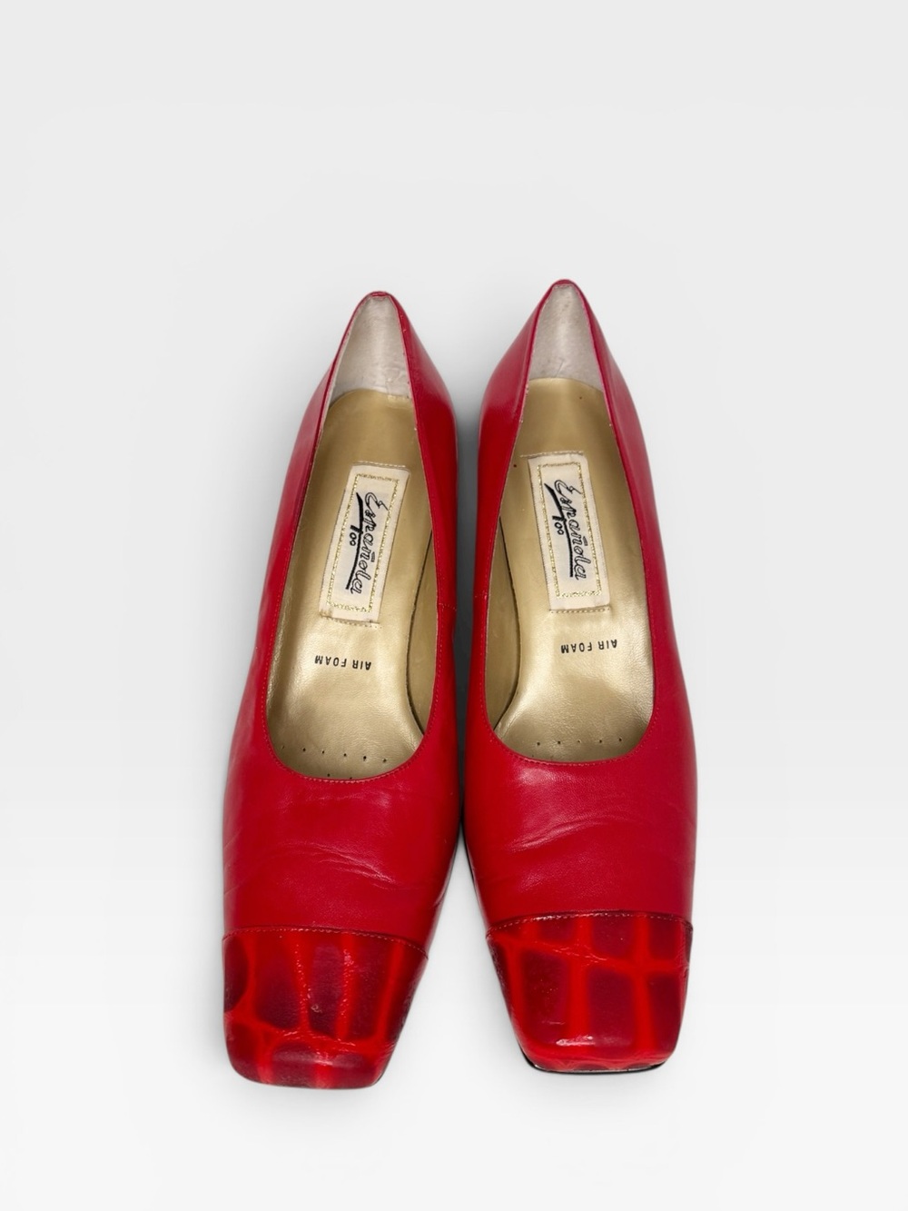 Vintage Espanola 100 Red Leather Heels Size 9